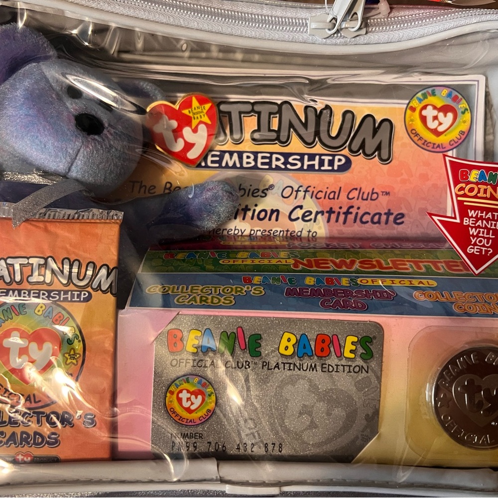 Ty Beanie Babies Platinum Membership Set - Purple, Silver, Pink, Yellow